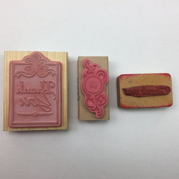 Thank You Rubber Stamp Craft Cardmaking Set 3 Scrapbooking Calligraphy - Picture 2 of 12